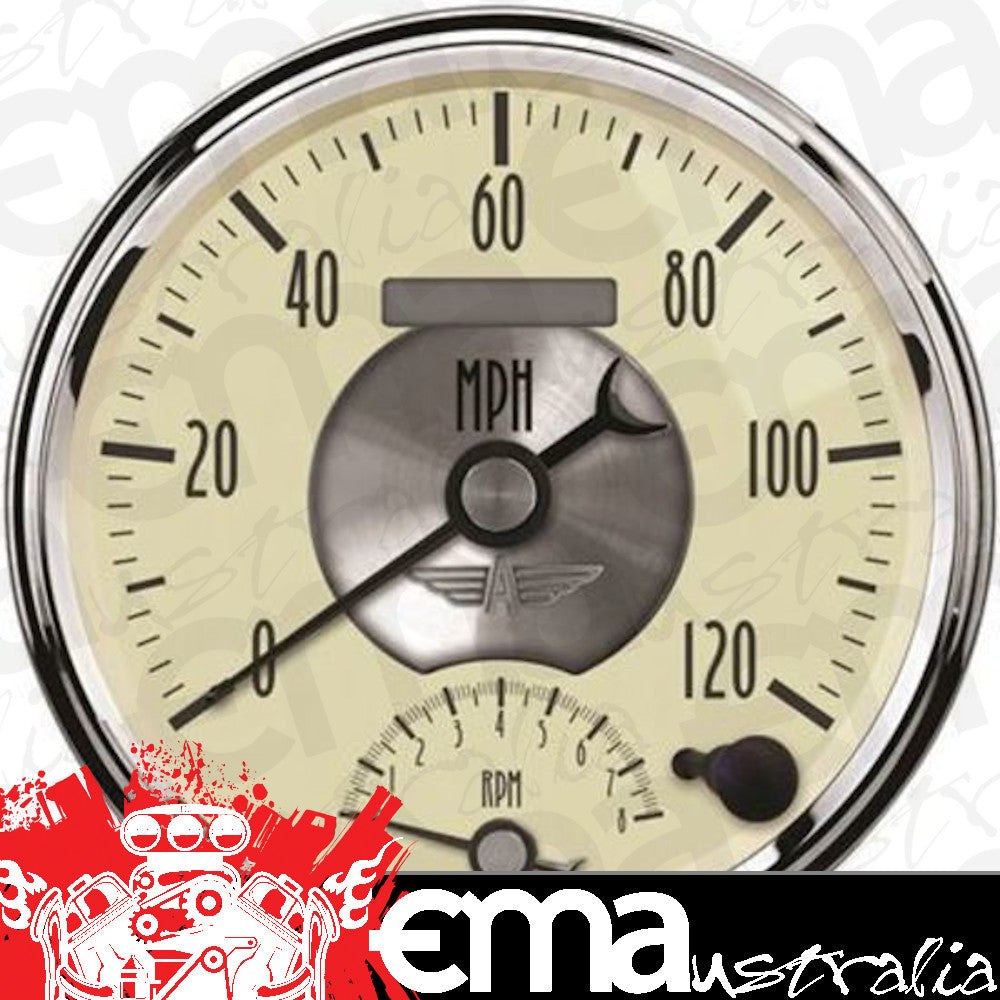 AutoMeter 2090 5" TACHOMETER/SPEEDOMETER COMBO, 8K RPM/120 MPH, PRESTIGE ANTIQUE IVORY