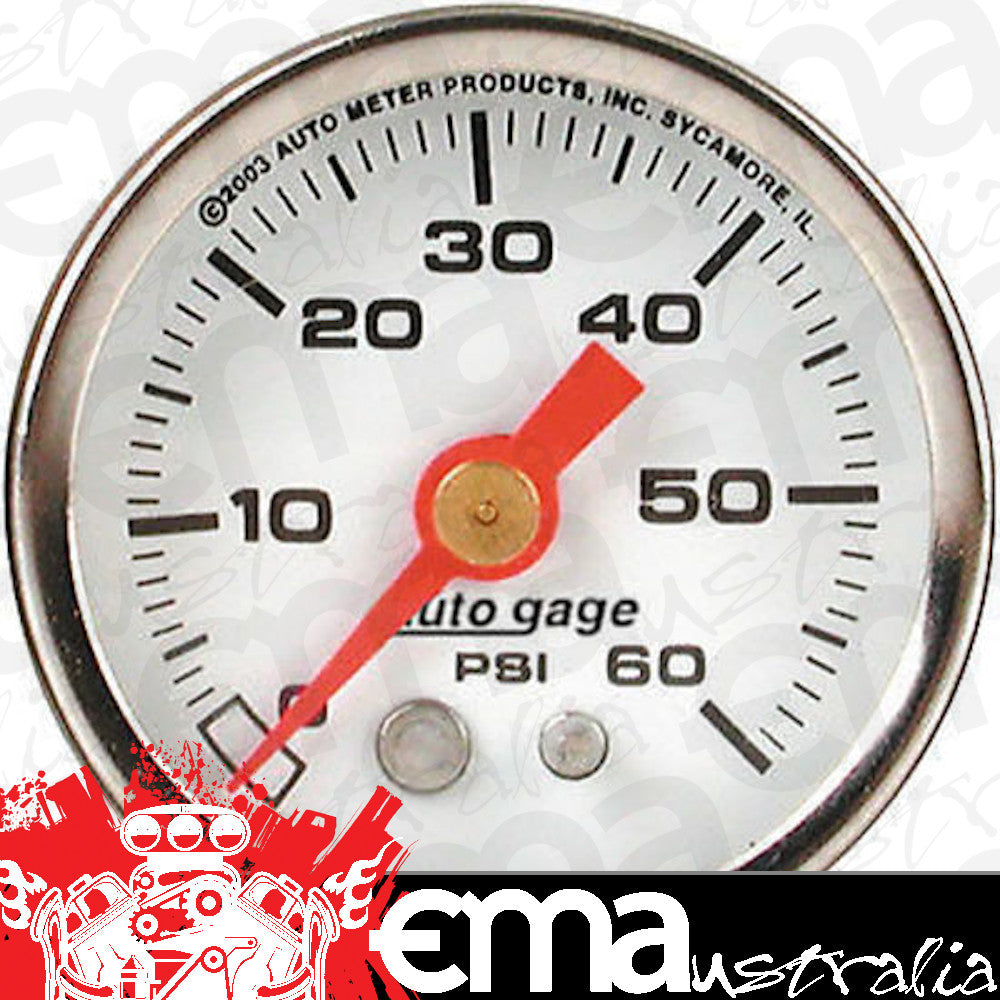 AutoMeter AU2176 Auto Gage 1-1/2" Mech Fuel Pressure Gauge 0-60 PSI Chrome/White