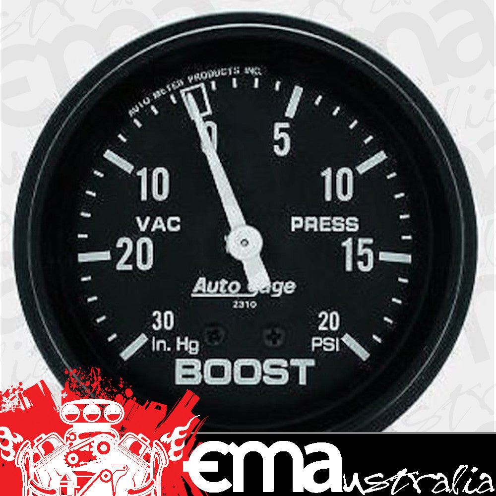 AutoMeter AU2310 Auto Gage 2-5/8" Mech Boost/Vacuum Gauge 30 In.Hg/20 PSI