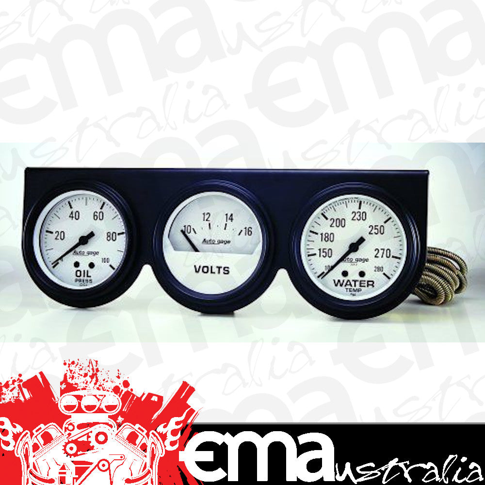 AutoMeter AU2328 Auto Gage 2-5/8" 3 Gauge Console Water Temp/Oil Press/Volts