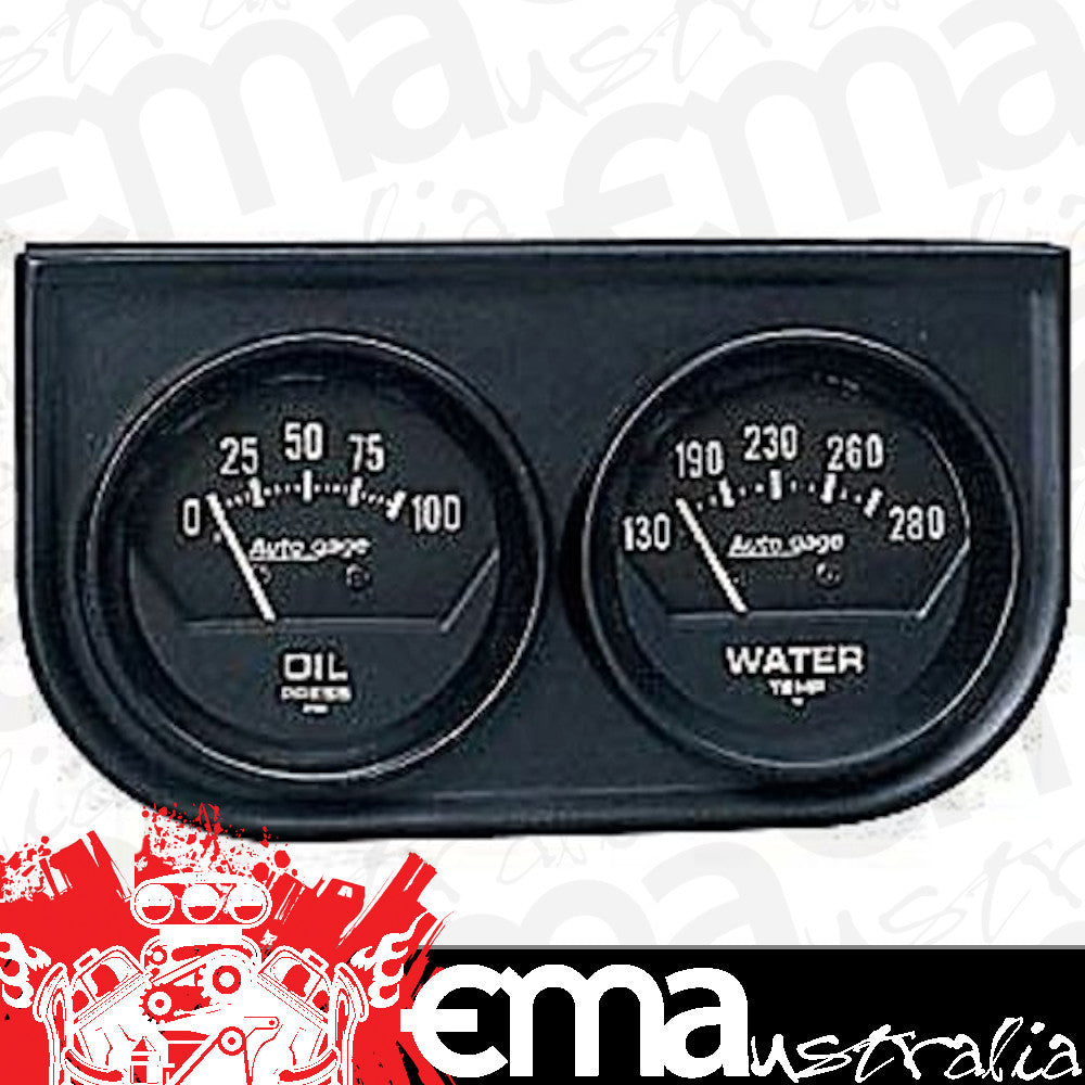 AutoMeter AU2345 Auto Gage 2-1/16" 2 Gauge Console Mech Water Temp/Oil Press