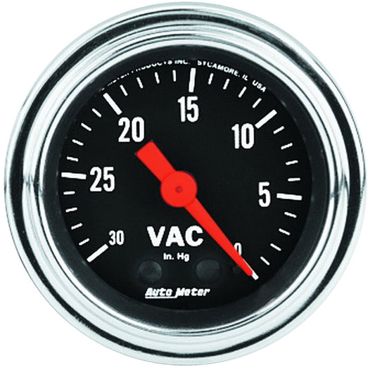 AutoMeter AU2484 Traditional Chrome Vacuum Gauge 2-1/16" Full Sweep Mech 30 In. Hg.