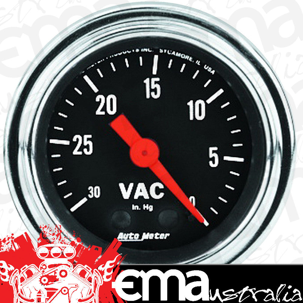 AutoMeter AU2484 Traditional Chrome Vacuum Gauge 2-1/16" Full Sweep Mech 30 In. Hg.