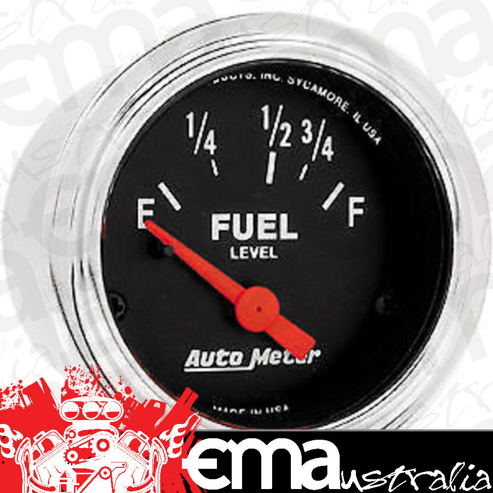AutoMeter AU2515 Traditional Chrome 2-1/16" Fuel Level Gauge 73 OHMS/8-12 OHMS