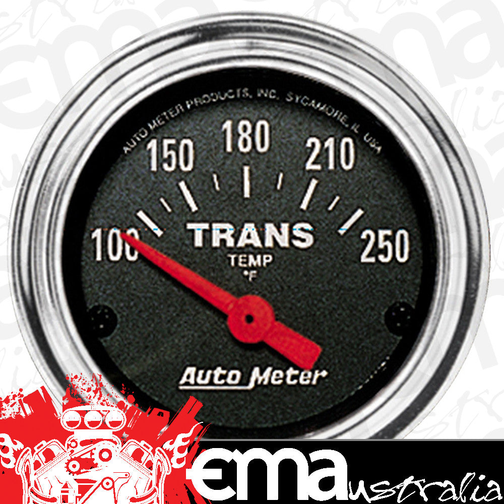 AutoMeter AU2552 Traditional Chrome Transmission Temperature Gauge 2-1/16" Short Sweep Elec 100-250Ç÷F