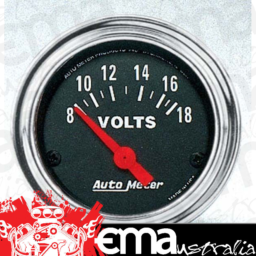 AutoMeter AU2592 Traditional Chrome 2-1/16" Elec Voltmeter 8-18 Volts