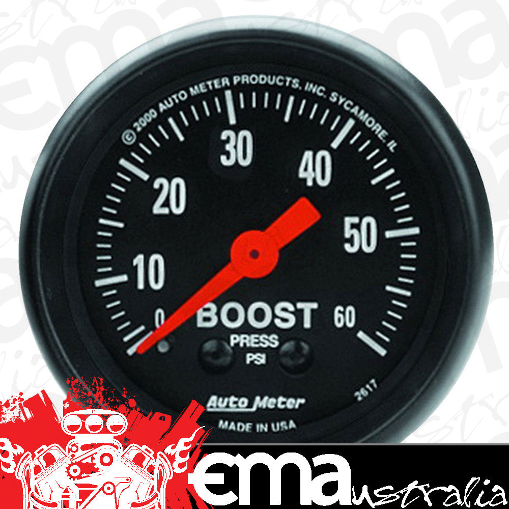 AutoMeter AU2617 Z-Series Boost Gauge 2-1/16" Full Sweep Mech 0-60 PSI