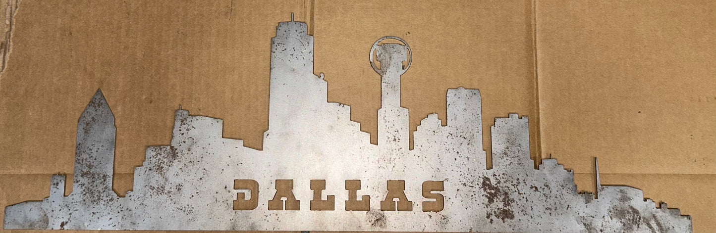EMA-PC-024 Dallas Skyline Plasma Cut Sign 67.5cm x 22cm