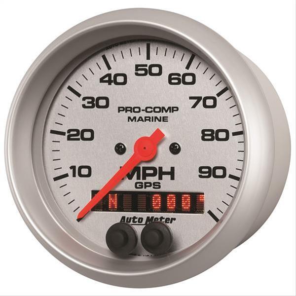 AutoMeter 200636-33 GAUGE, SPEEDOMETER, 3 3/8", 100MPH, GPS, MARINE SILVER