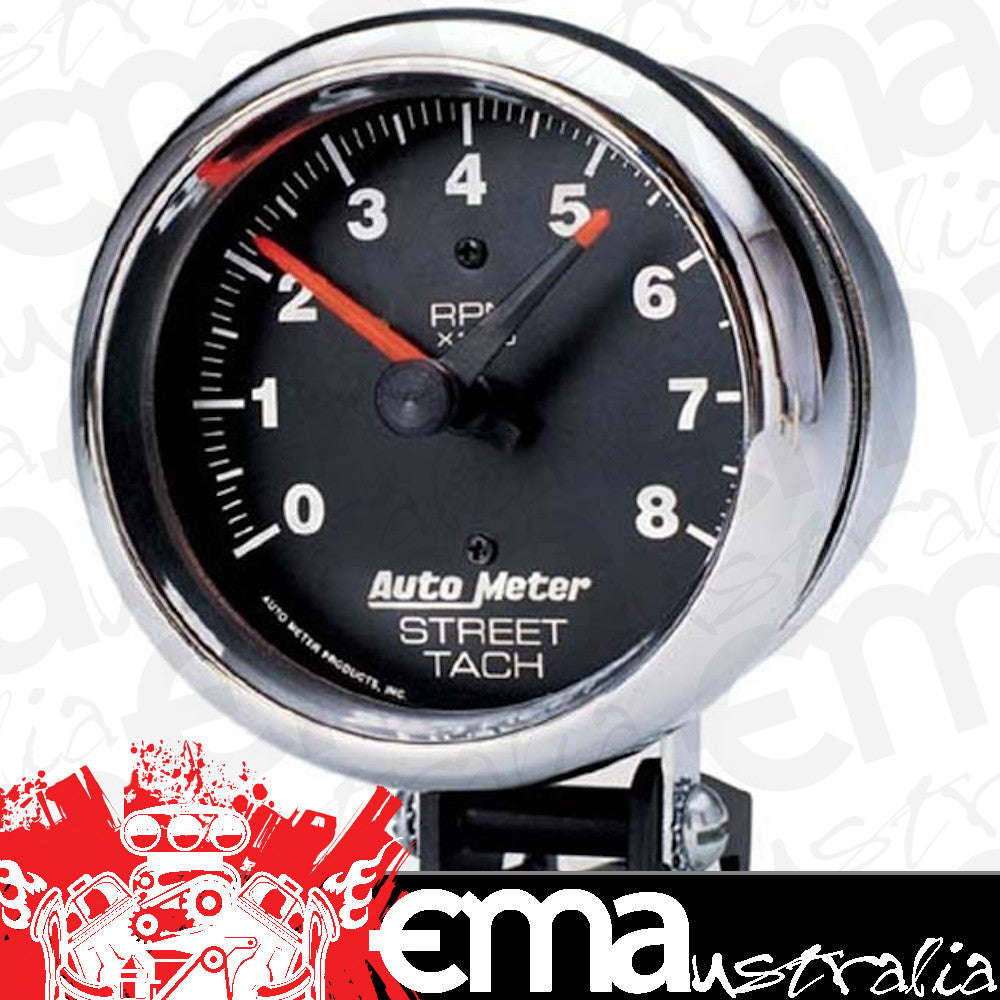 AutoMeter AU2895 Traditional Chrome Street 0-8000RPM Tachometer 3-3/4"
