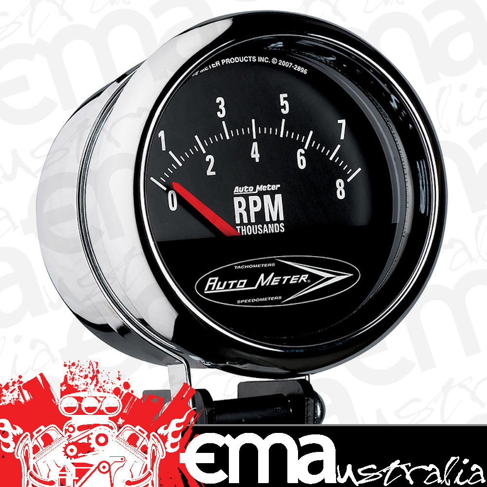 AutoMeter 2897 3-3/4" PEDESTAL RETRO TACH, 0-8,000 RPM, SHORT SWEEP, TRADITIONAL CHROME