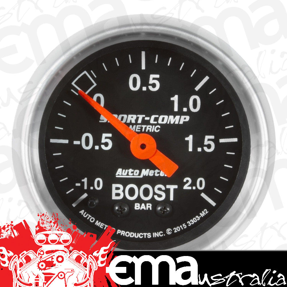 AutoMeter 3303-M2 GAUGE, VAC/BOOST, 2 1/16", -1 - +2 BAR, MECHANICAL, SPORT-COMP
