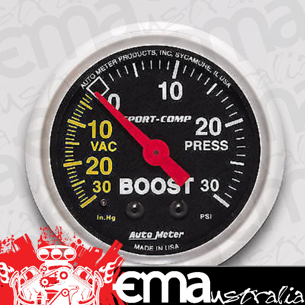 AutoMeter 3303 2-1/16" BOOST/VACUUM, 30 IN HG/30 PSI, SPORT-COMP