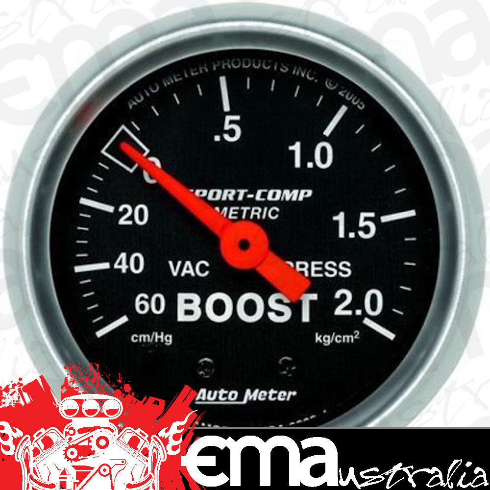 AutoMeter AU3303J Sport-Comp Boost/Vacuum 60 Cm Hg/2.0 Kg/Cm2 2-1/16" Analog Mechanical