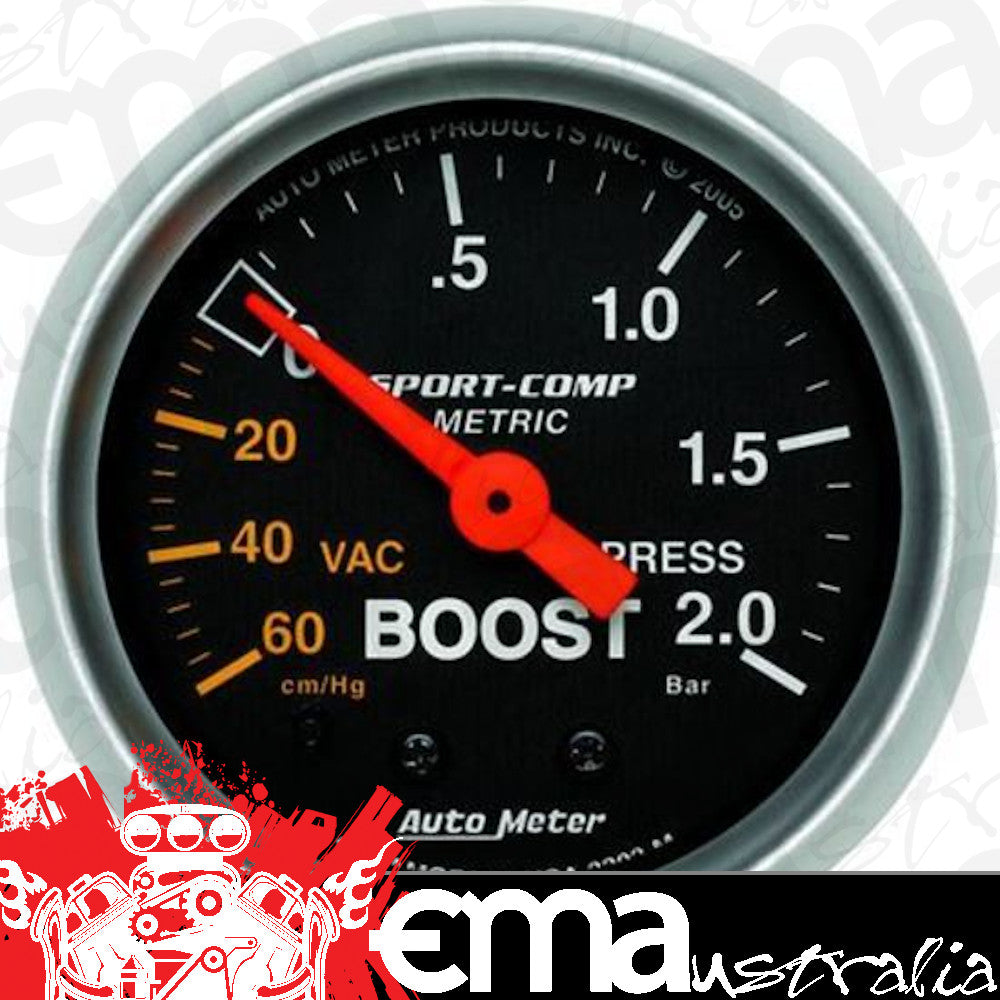 AutoMeter 3303-M GAUGE, VAC/BOOST, 2 1/16", 60CMHG - 2.0BAR, MECHANICAL, SPORT-COMP