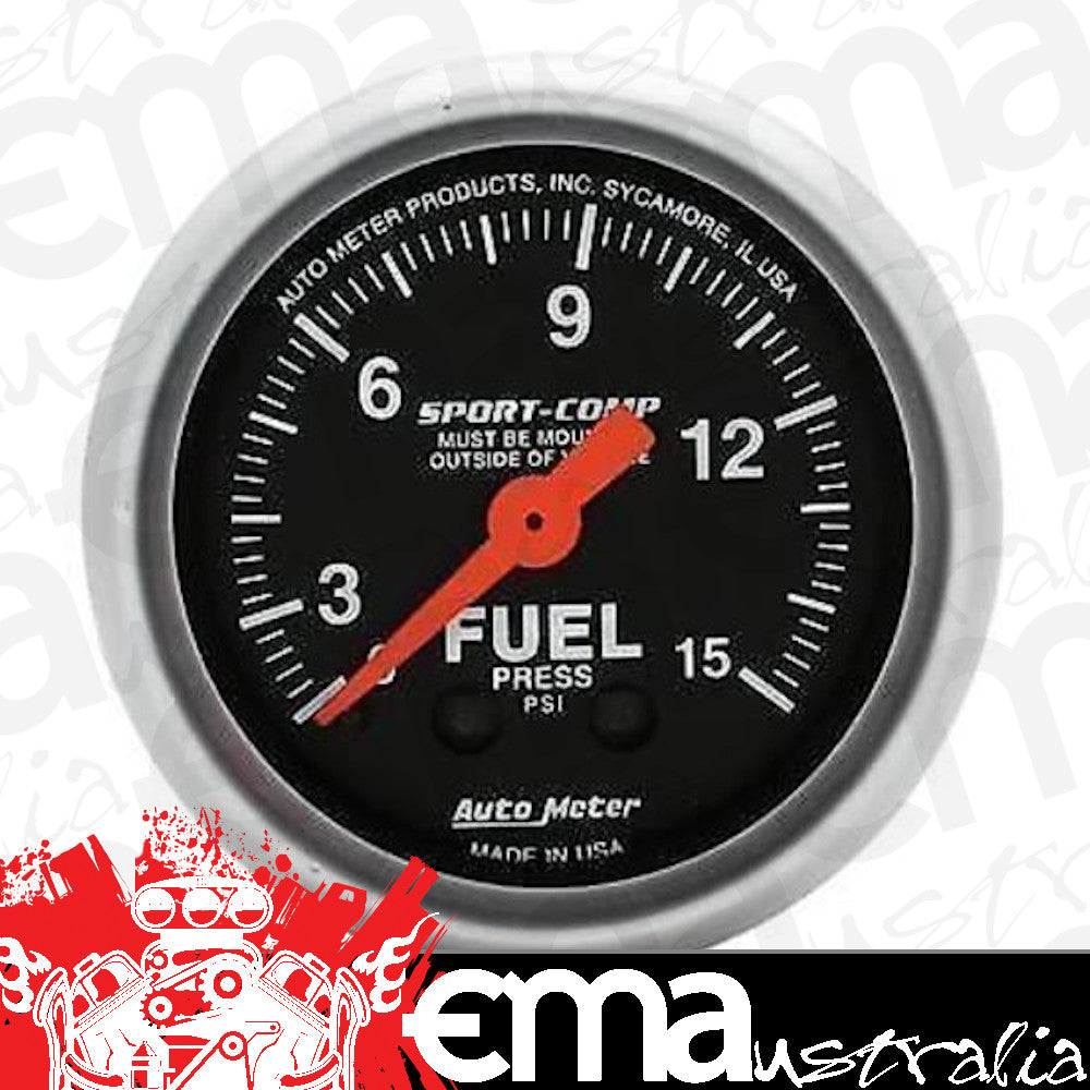 AutoMeter 3311 2-1/16" FUEL PRESSURE, 0-15 PSI, SPORT-COMP