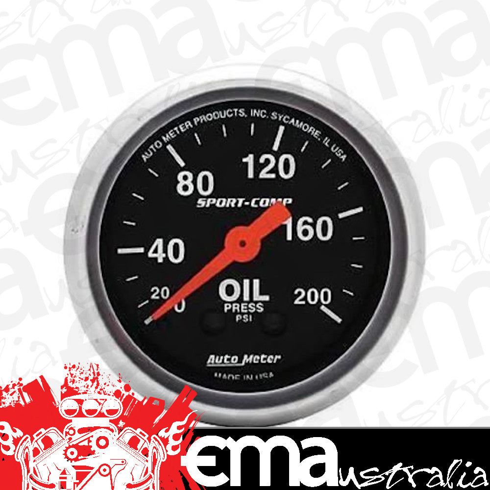 AutoMeter 3322 2-1/16" OIL PRESSURE, 0-200 PSI, SPORT-COMP