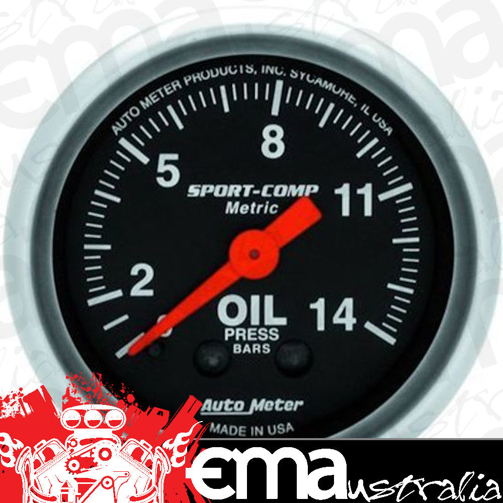 AutoMeter 3322-J GAUGE, OIL PRESSURE, 2 1/16", 14KG/CM2, MECHANICAL, SPORT-COMP