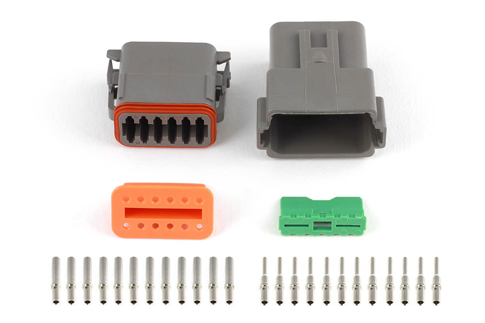 Haltech HT-031117 Plug and Pins Only - Matching Set of Deutsch DT-12 Connectors (DT06-12S + DT04-12P) - ( 13 Amp)