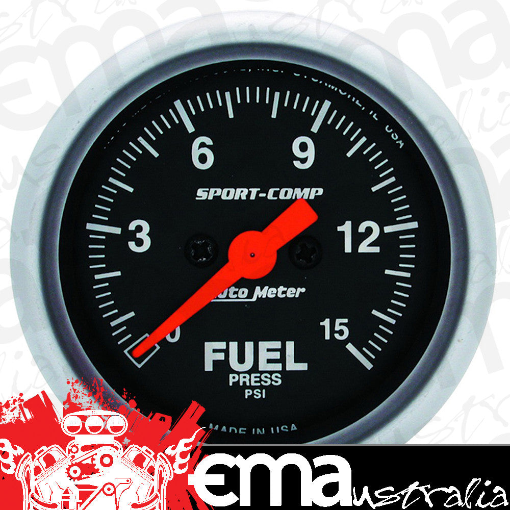 AutoMeter AU3361 Sport-Comp Fuel Pressure Gauge 2-1/16" Full Sweep Elec 0-15 PSI