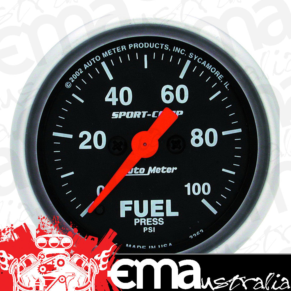 AutoMeter AU3363 Sport-Comp Fuel Pressure Gauge 2-1/16" Full Sweep Elec 0-100 PSI