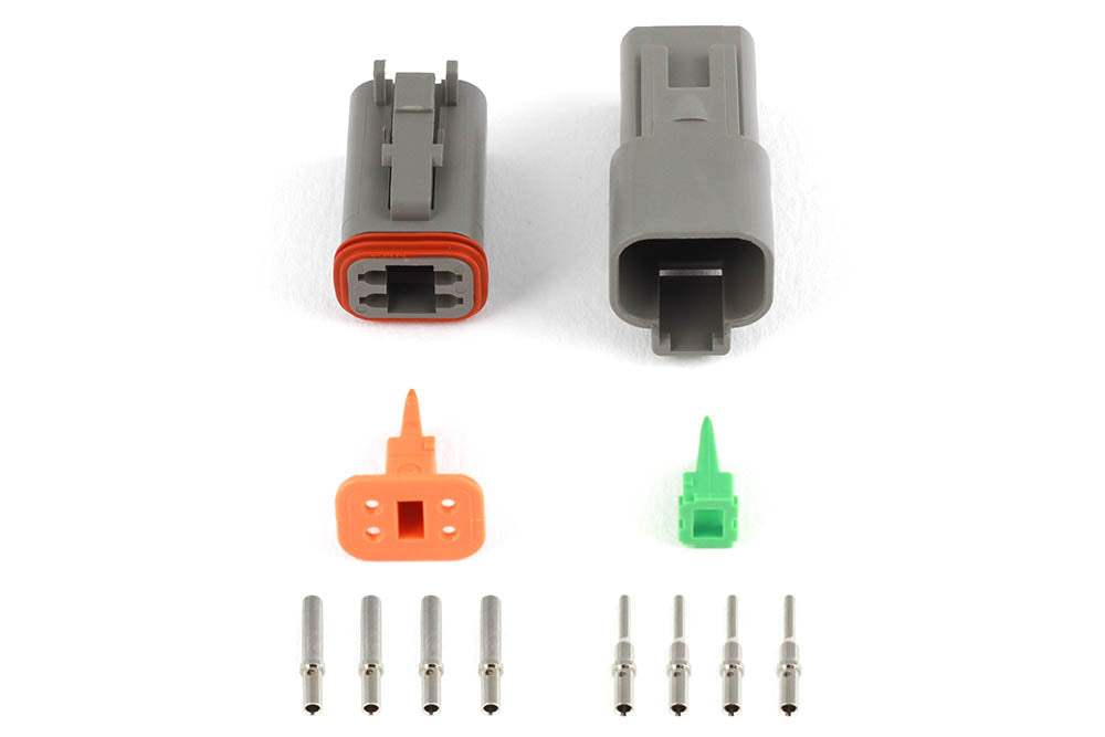 Haltech HT-031114 Plug and Pins Only - Matching Set of Deutsch DT-4 Connectors (DT06-4S + DT04-4P) - ( 13 Amp)