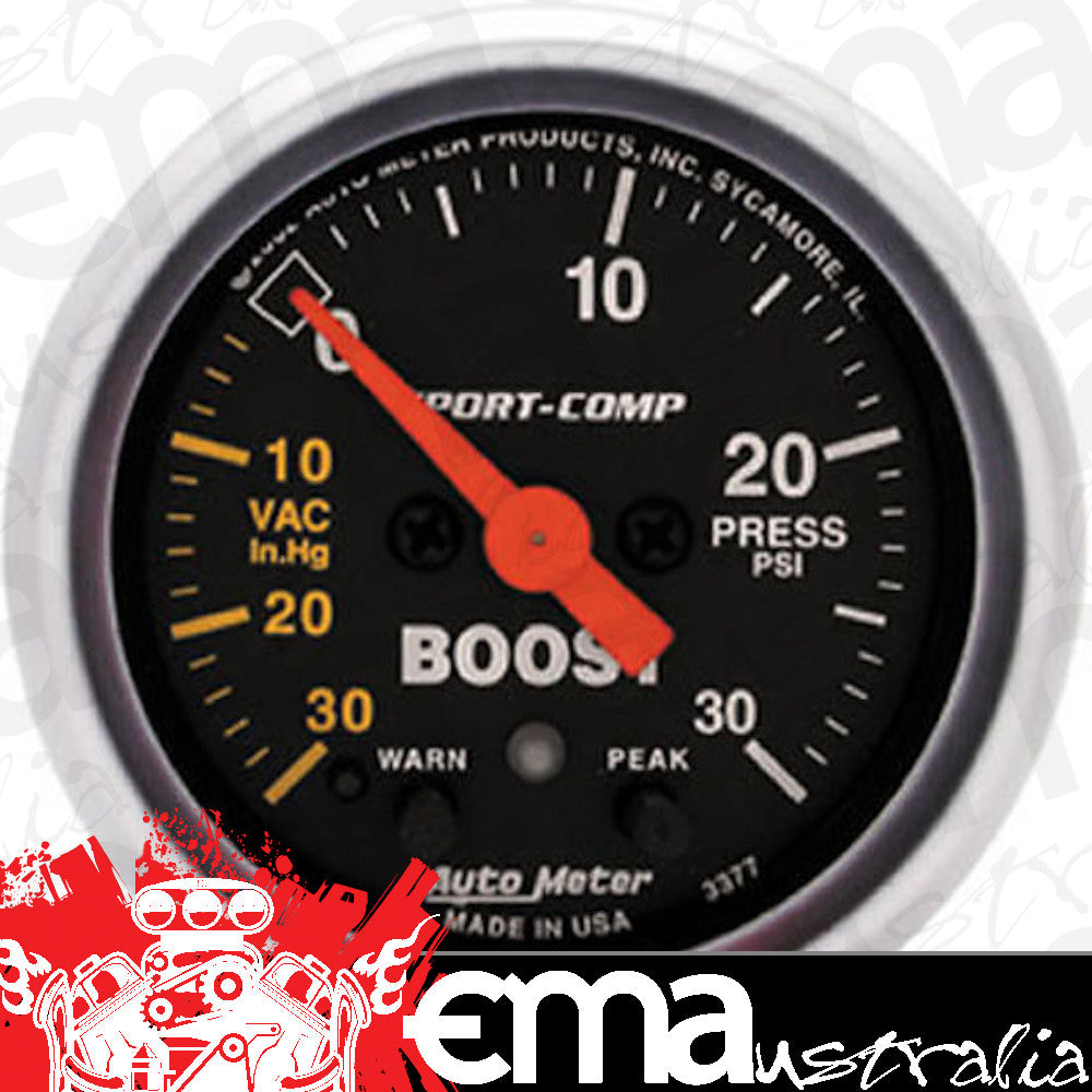 AutoMeter 3377 2-1/16" BOOST/VACUUM, 30 IN HG/30 PSI, SPORT-COMP