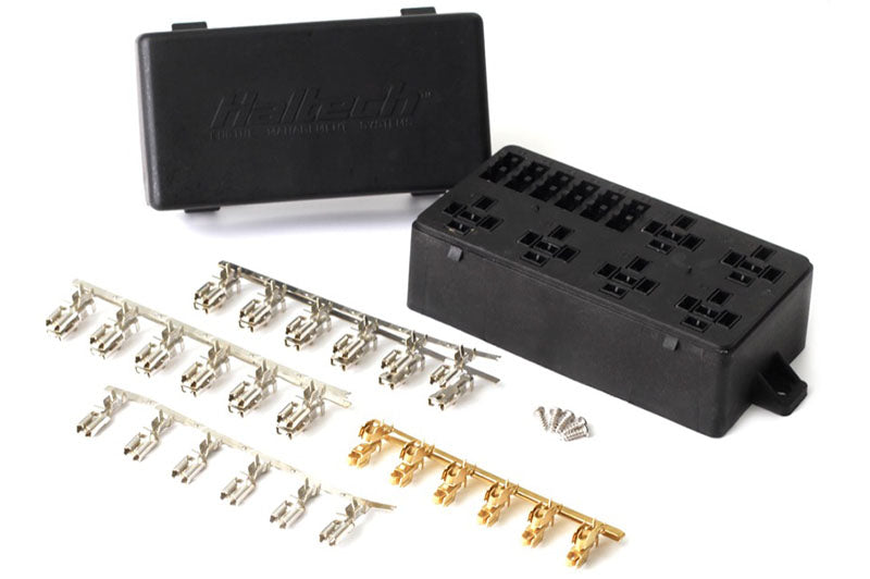 Haltech HT-030102 6 Circuit Fuse Box with Lid and all required pins