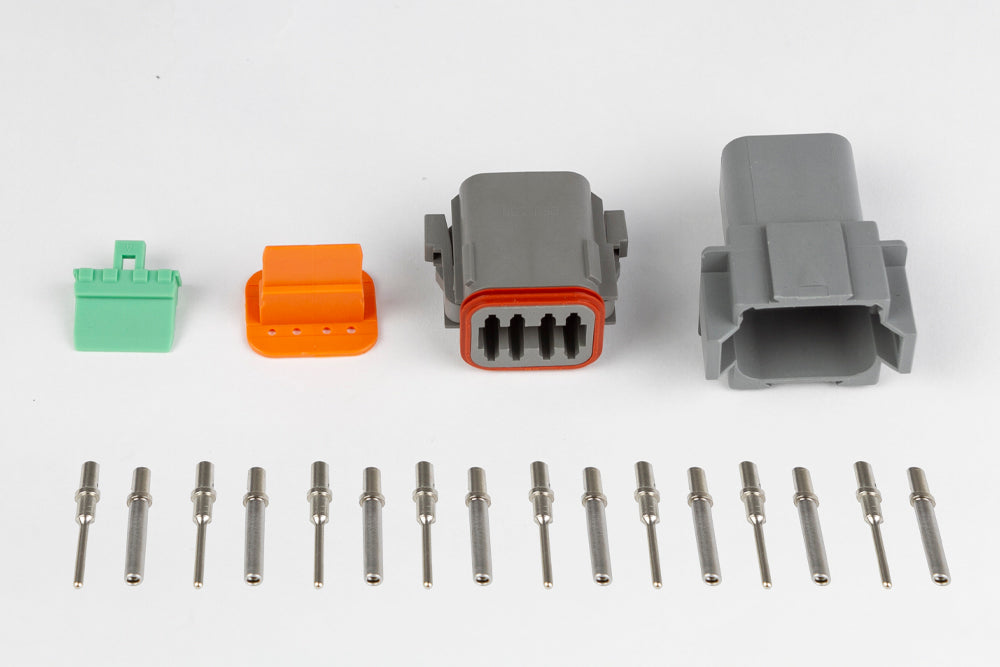 Haltech HT-031116 Plug and Pins Only - Matching Set of Deutsch DT-8 Connectors (DT06-8S + DT04-8P) - ( 13 Amp)