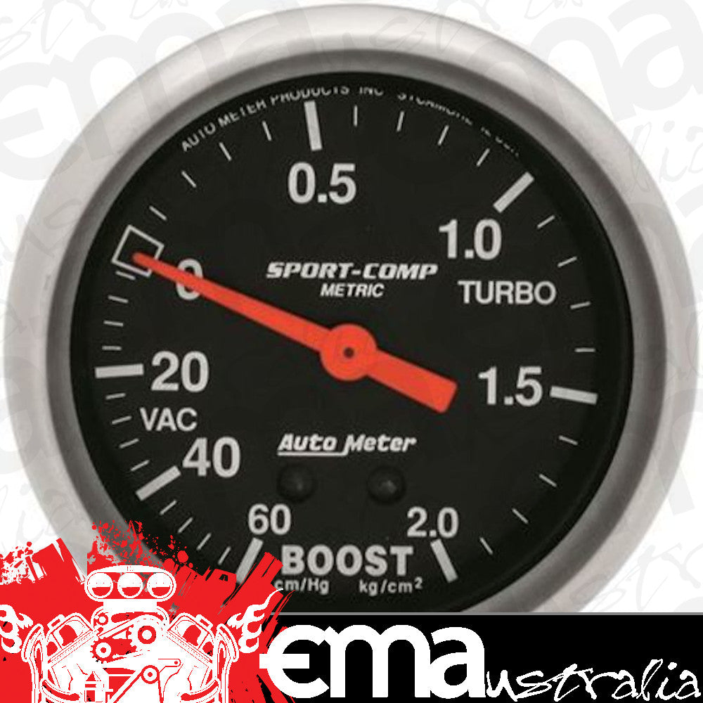 AutoMeter AU3401J Sport-Comp Boost/Vacuum 60 Cmhg/2.0 Kg/Cm2 2 5/8 In. Analog Mechanical
