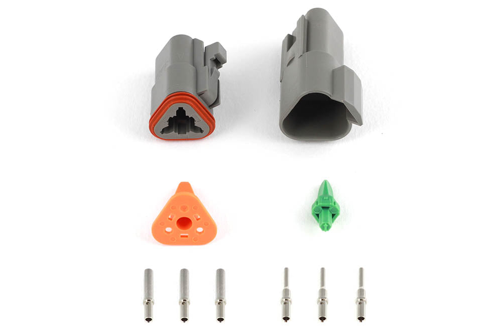 Haltech HT-031113 Plug and Pins Only - Matching Set of Deutsch DT-3 Connectors (DT06-3S + DT04-3P) - ( 13 Amp)