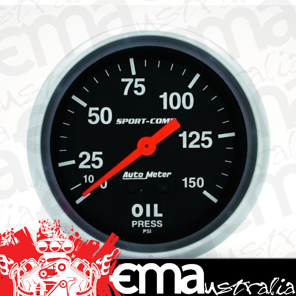 AutoMeter AU3423 Sport-Comp 2-5/8" Mech Oil Pressure Gauge 0-150 PSI