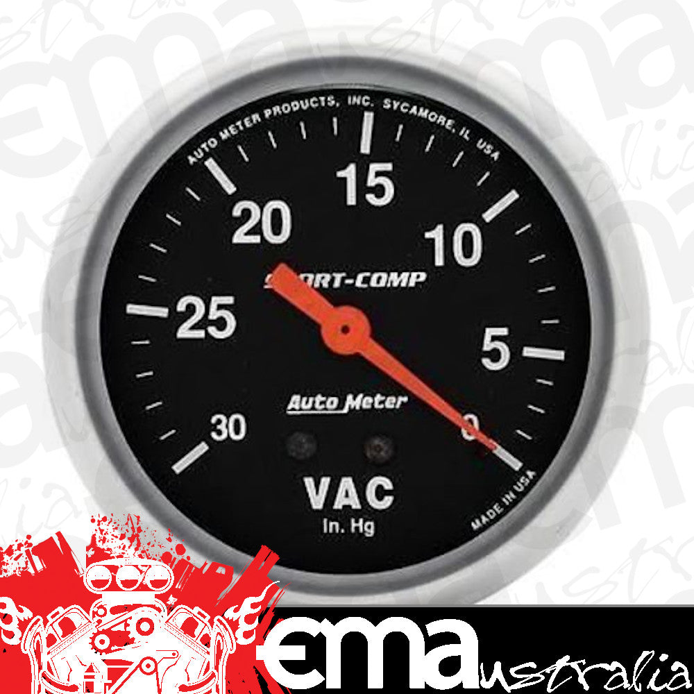 AutoMeter AU3484 Sport-Comp 2-5/8" Vacuum Gauge 30In.Hg