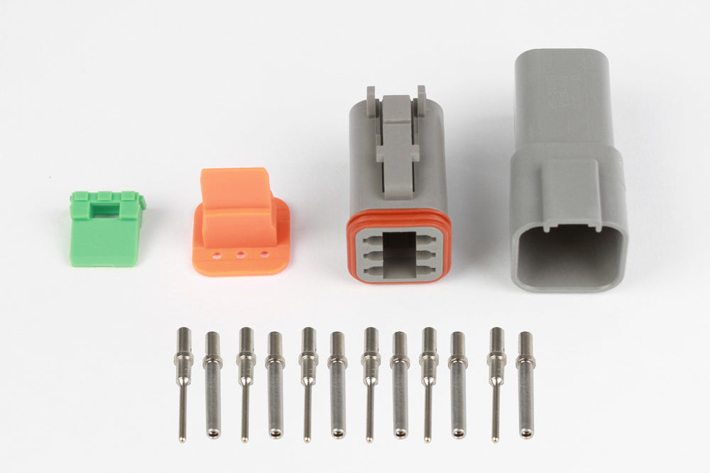 Haltech HT-031115 Plug and Pins Only - Matching Set of Deutsch DT-6 Connectors (DT06-6S + DT04-6P) - ( 13 Amp)