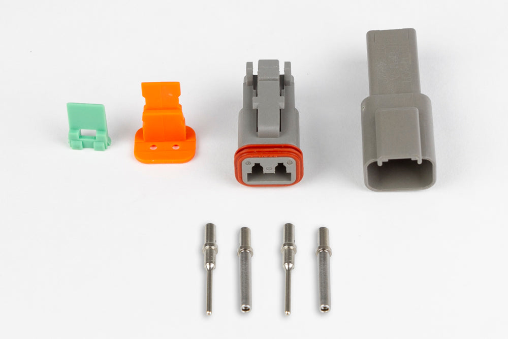 Haltech HT-031112 Plug and Pins Only - Matching Set of Deutsch DT-2 Connectors (DT06-2S + DT04-2P) - ( 13 Amp)