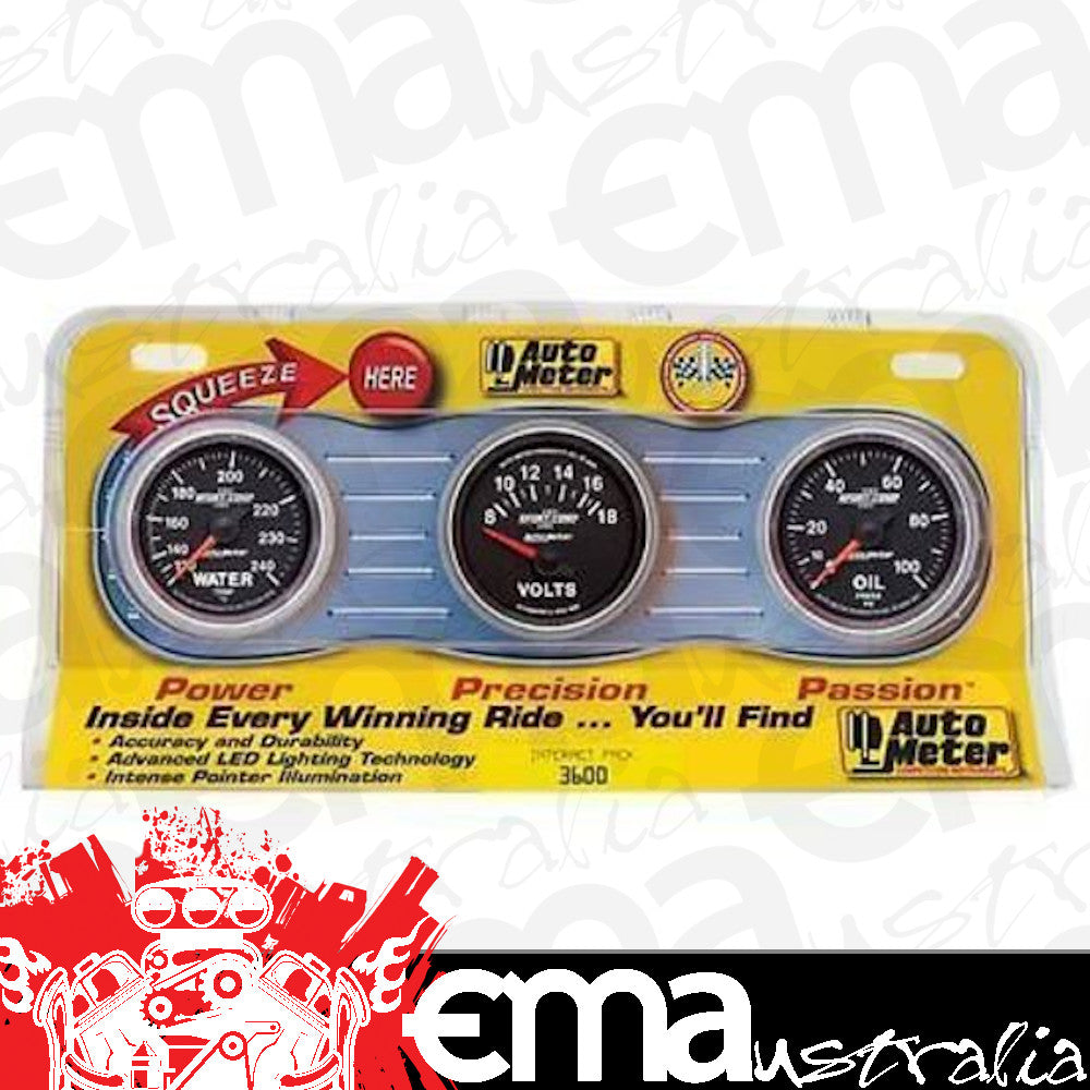 AutoMeter AU3600 Sport-Comp II 3 Pack Oil Water Volt