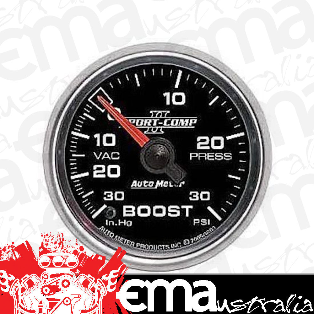 AutoMeter AU3603 Sport-Comp II 2-1/6" Boost Vac Gauge 30 In. Hg/30 PSI