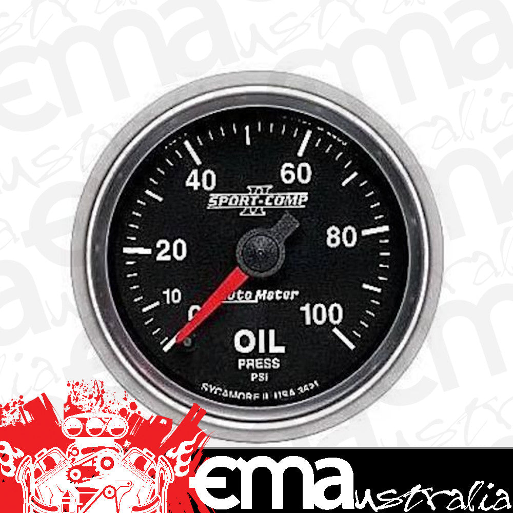 AutoMeter 3621 2-1/16" OIL PRESSURE, 0-100 PSI, SPORT-COMP II