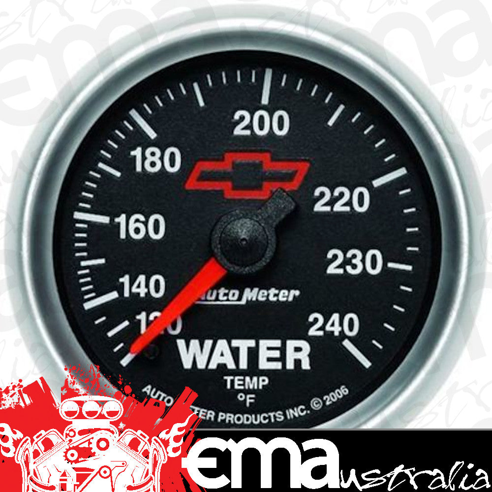 AutoMeter 3632-00406 GAUGE, WATER TEMP, 2 1/16", 120-240?F, MECHANICAL, CHEVY RED BOWTIE, BLACK
