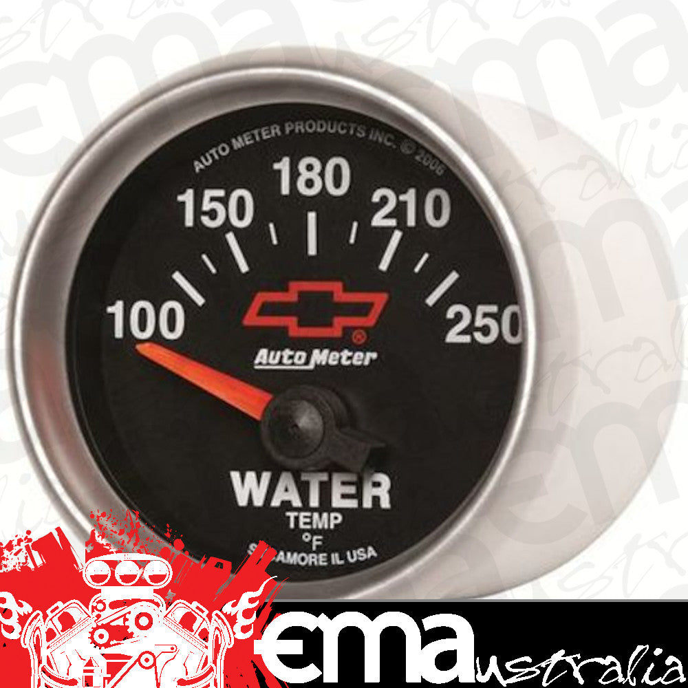 AutoMeter 3637-00406 GAUGE, WATER TEMP, 2 1/16", 100-250?F, ELECTRIC, CHEVY RED BOWTIE, BLACK