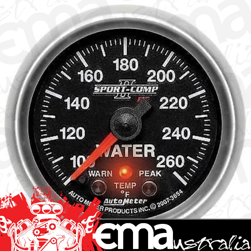 AutoMeter 3654 2-1/16" WATER TEMPERATURE, 100-260 F, SPORT-COMP II
