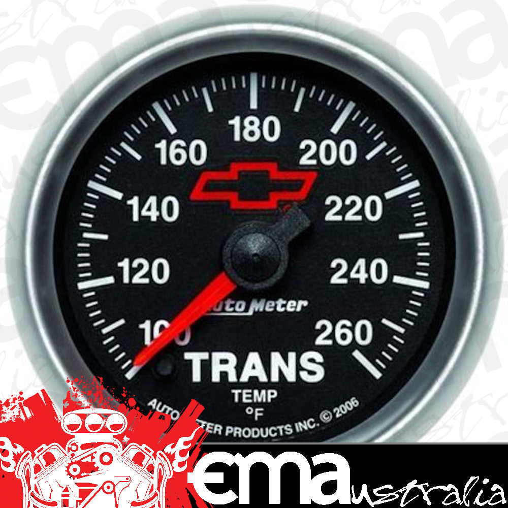 AutoMeter 3657-00406 GAGE, TRANS. TEMP, 2 1/16", 100-260F, DIGTL STPPR MTR, CHEVY RED BOWTIE, BLACK