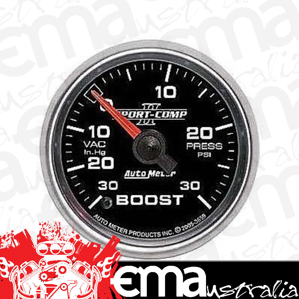 AutoMeter AU3659 Sport-Comp II 2-1/16" Elec Boost Vac Gauge 30 In Hg./30 PSI