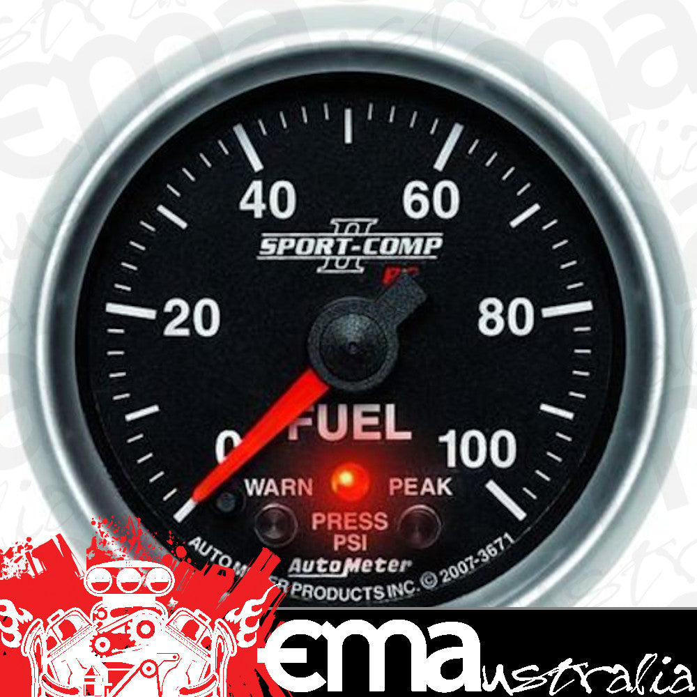 AutoMeter AU3671 Sport-Comp II Pro-Control Fuel Pressure 0-100 PSI 2-1/16" Analog Elecal
