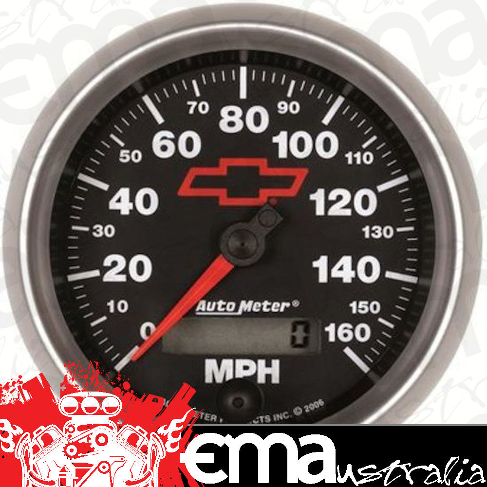 AutoMeter 3688-00406 GAUGE, SPEEDOMETER, 3 3/8", 160MPH, ELEC. PROGRAMMABLE, CHEVY RED BOWTIE, BLACK