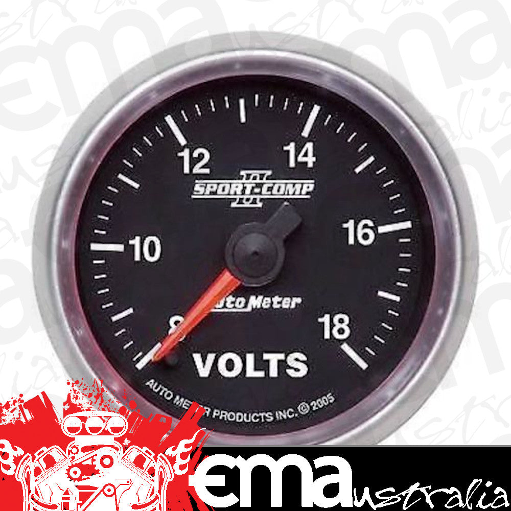 AutoMeter AU3691 Sport-Comp II 2-1/16" Electronic Voltmeter Gauge 8-18 Volts