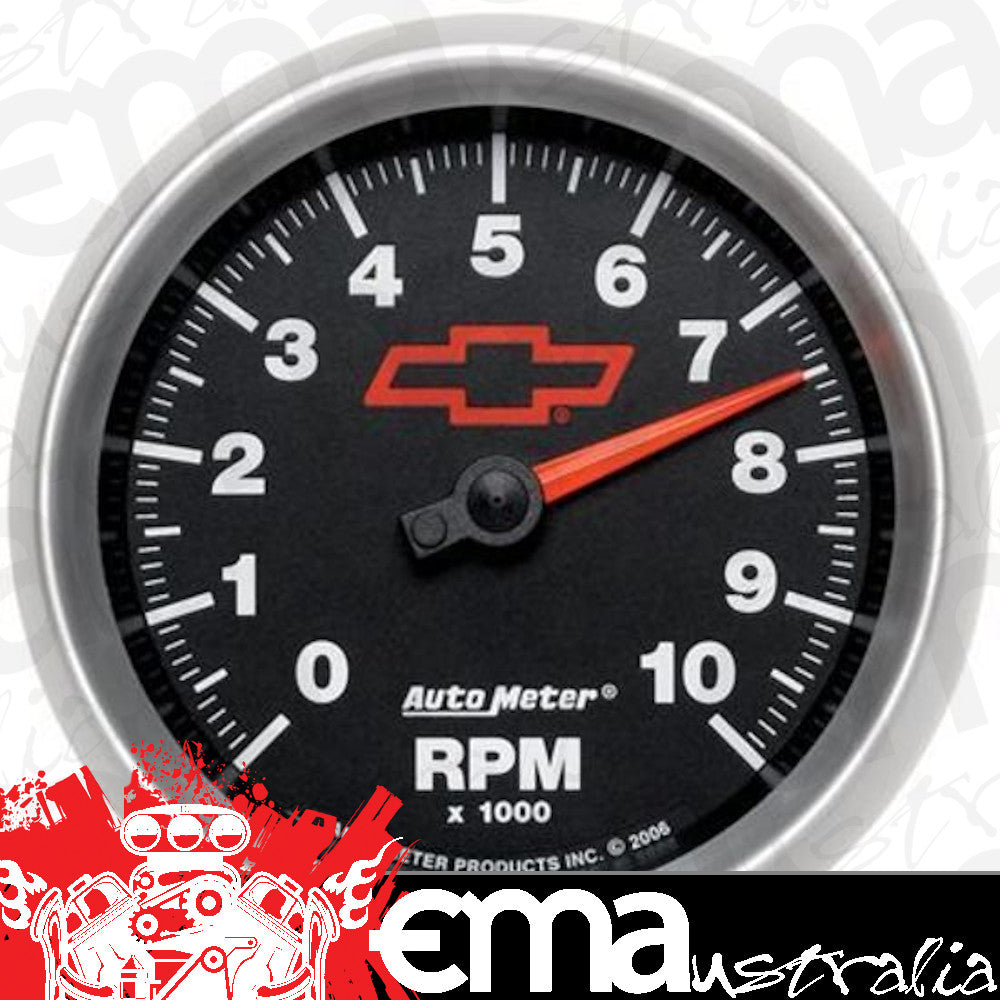 AutoMeter 3697-00406 GAUGE, TACHOMETER, 3 3/8", 10K RPM, IN-DASH, CHEVY RED BOWTIE, BLACK