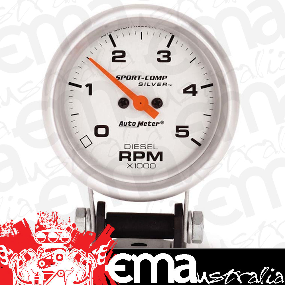 AutoMeter AU3788 Sport-Comp Silver Diesel Mini-Tachometer 2-5/8" Pedestal Mount 0-5 000 RPM