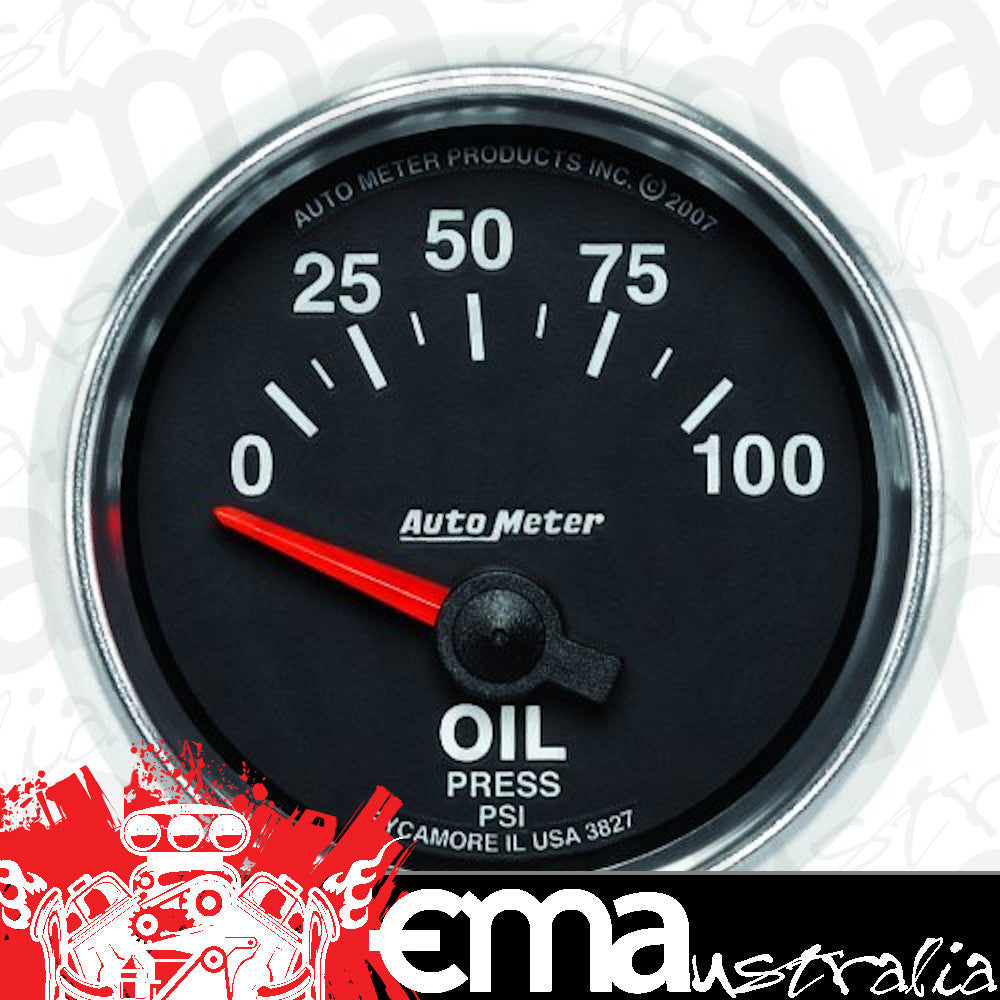 AutoMeter AU3827 GS Oil Pressure Gauge 2-1/16" In-Dash Short Sweep Elec 0 - 100 PSI.