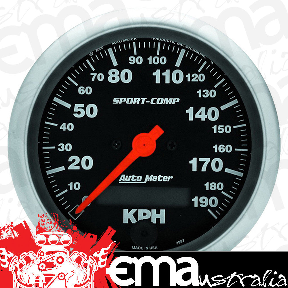 AutoMeter AU3987-M Sport-Comp Speedometer 3-3/8" In-Dash Elecal Programmable 0-190 Km/H